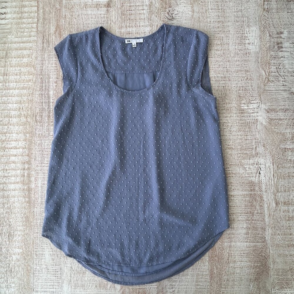 DR2 Gray Chiffon Sleeveless Dot Blouse/Shirt/Top size Medium*